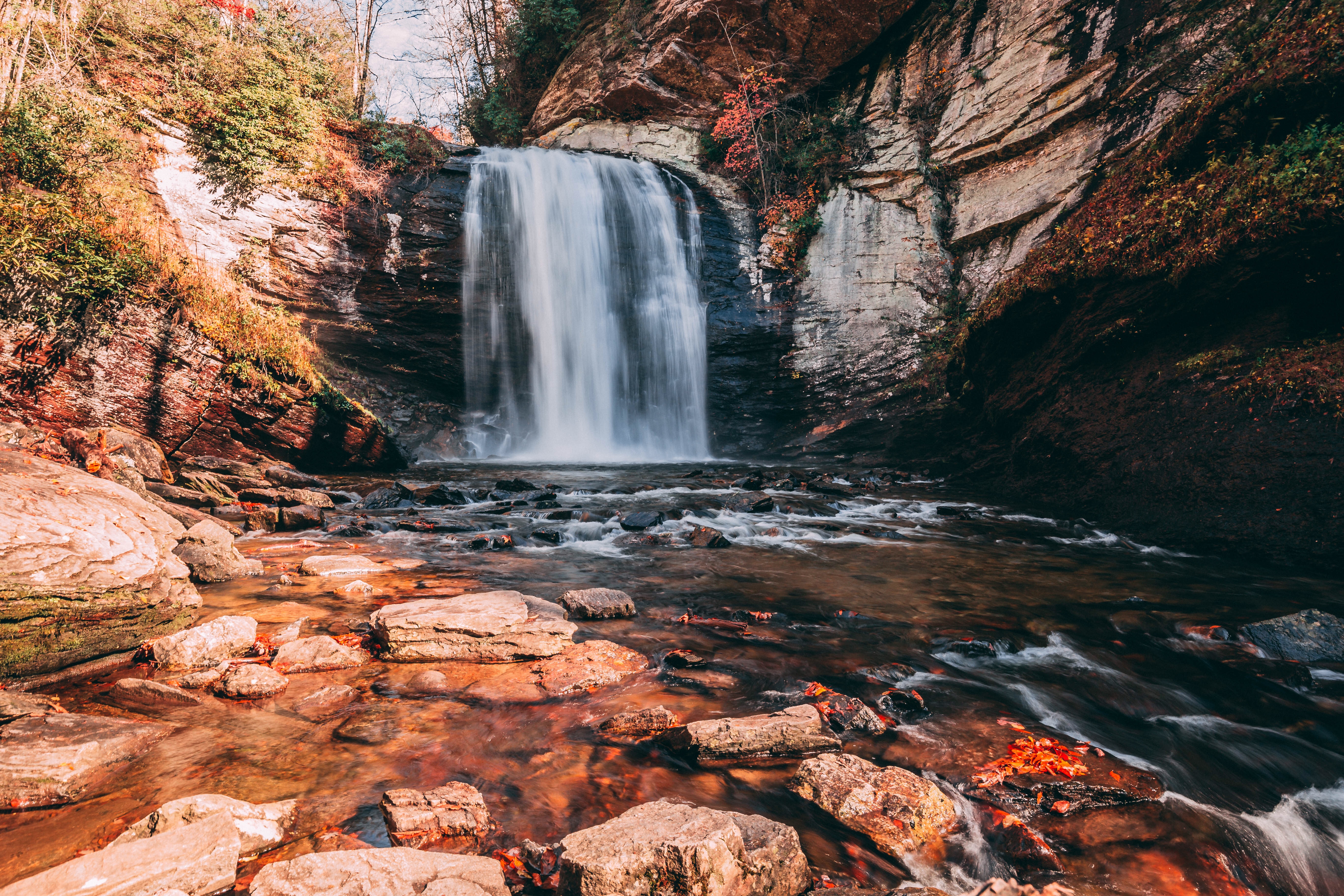 Beautiful waterfall in forested setting